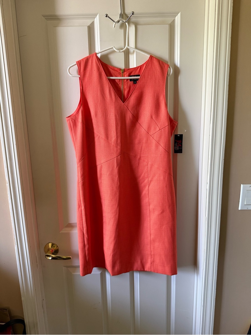 JM Collection Coral Sleeveless V-Neck Shift Dress